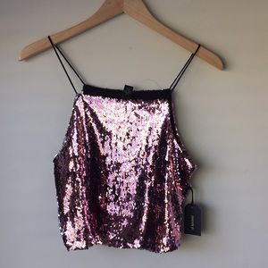 Forever 21 Lined Mermaid Pink Sequin Top
